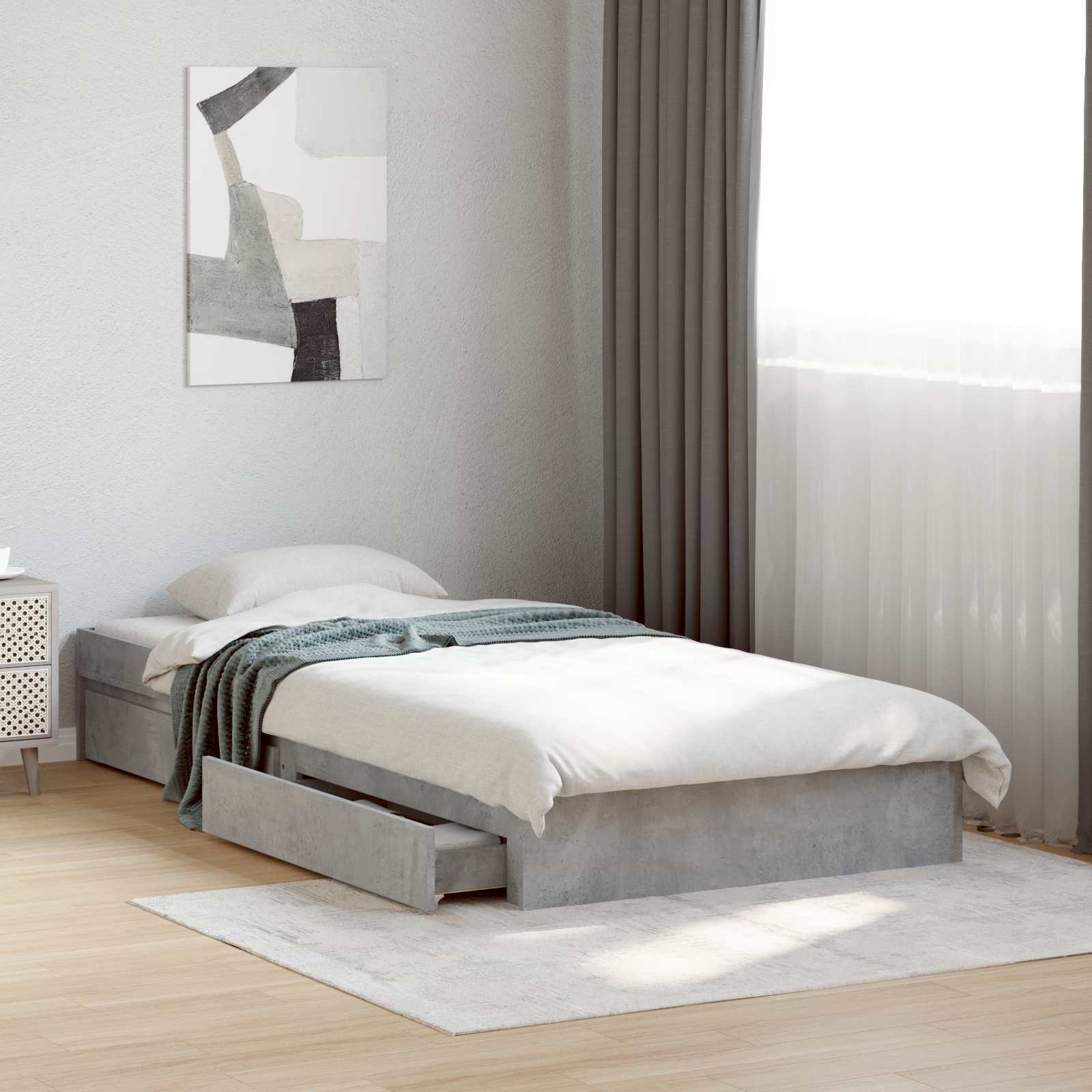 Telaio del letto con storage Grigio Cemento 80 x 200 cm | homemem39
