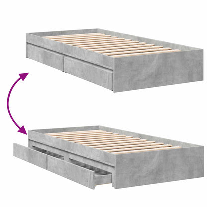 Telaio del letto con storage Grigio Cemento 80 x 200 cm | homemem39