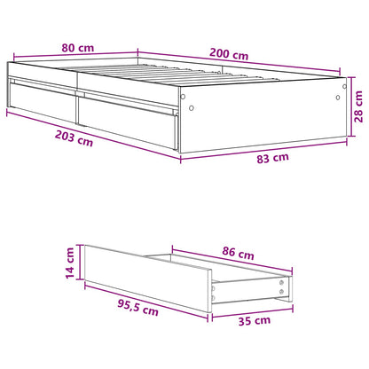Telaio del letto con storage Grigio Cemento 80 x 200 cm | homemem39