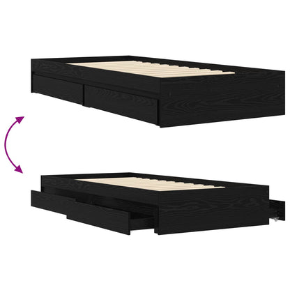 Telaio del letto con storage Rovere Nero 80 x 200 cm | homemem39