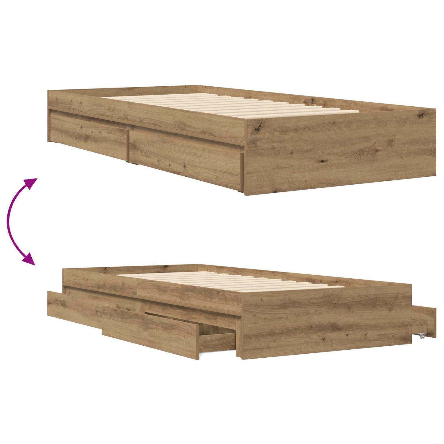 Telaio del letto con storage Rovere Artigianale 80 x 200 cm | homemem39
