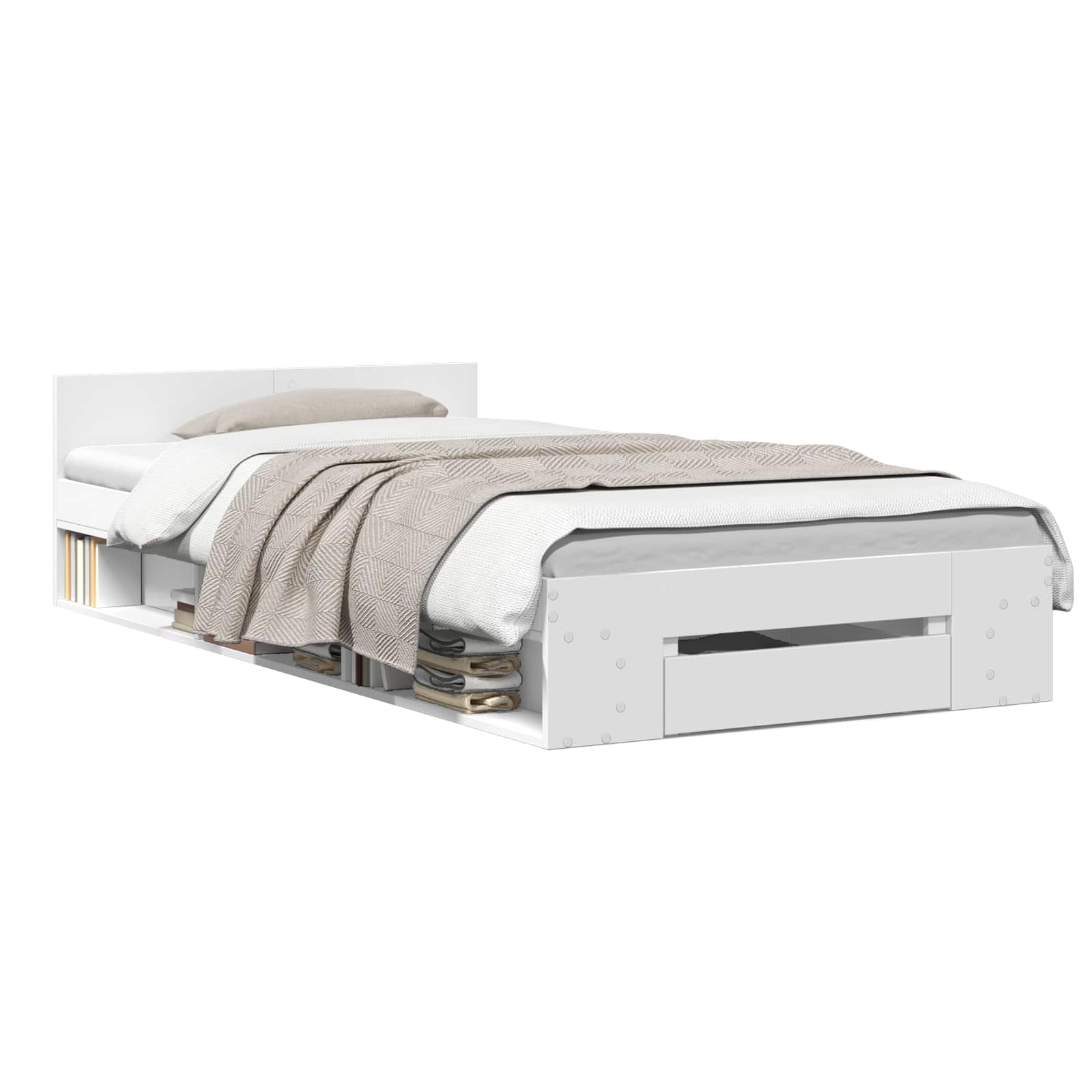 Telaio del letto con storage con cassetto Bianco 80 x 200 cm | homemem39