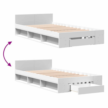 Telaio del letto con storage con cassetto Bianco 80 x 200 cm | homemem39