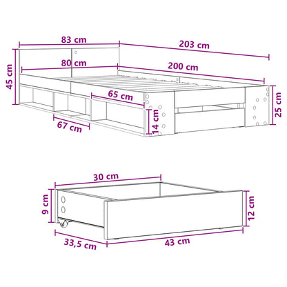 Telaio del letto con storage con cassetto Bianco 80 x 200 cm | homemem39