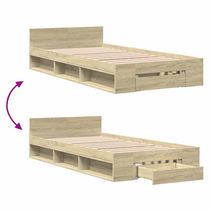 Telaio del letto con storage Rovere Sonoma 80 x 200 cm | homemem39