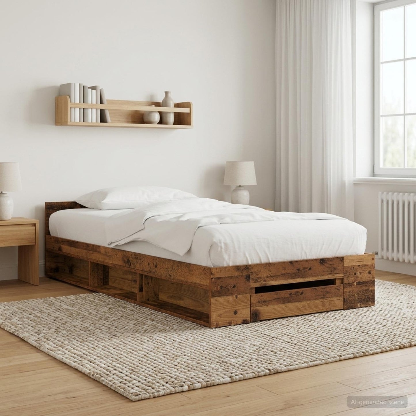 Telaio del letto con storage Legno antico 80 x 200 cm | homemem39