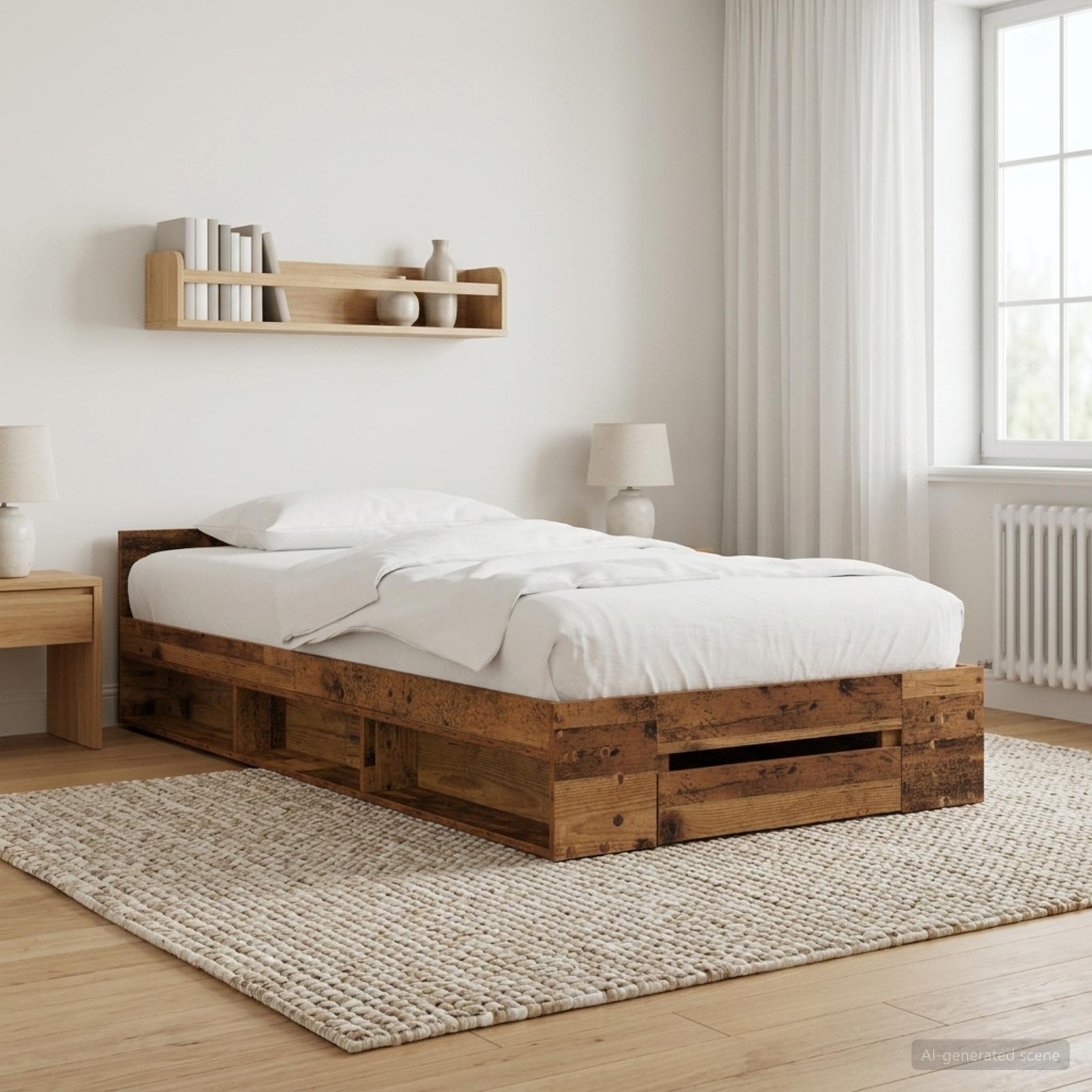 Telaio del letto con storage Legno antico 80 x 200 cm | homemem39