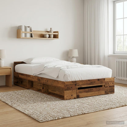 Telaio del letto con storage Legno antico 80 x 200 cm | homemem39