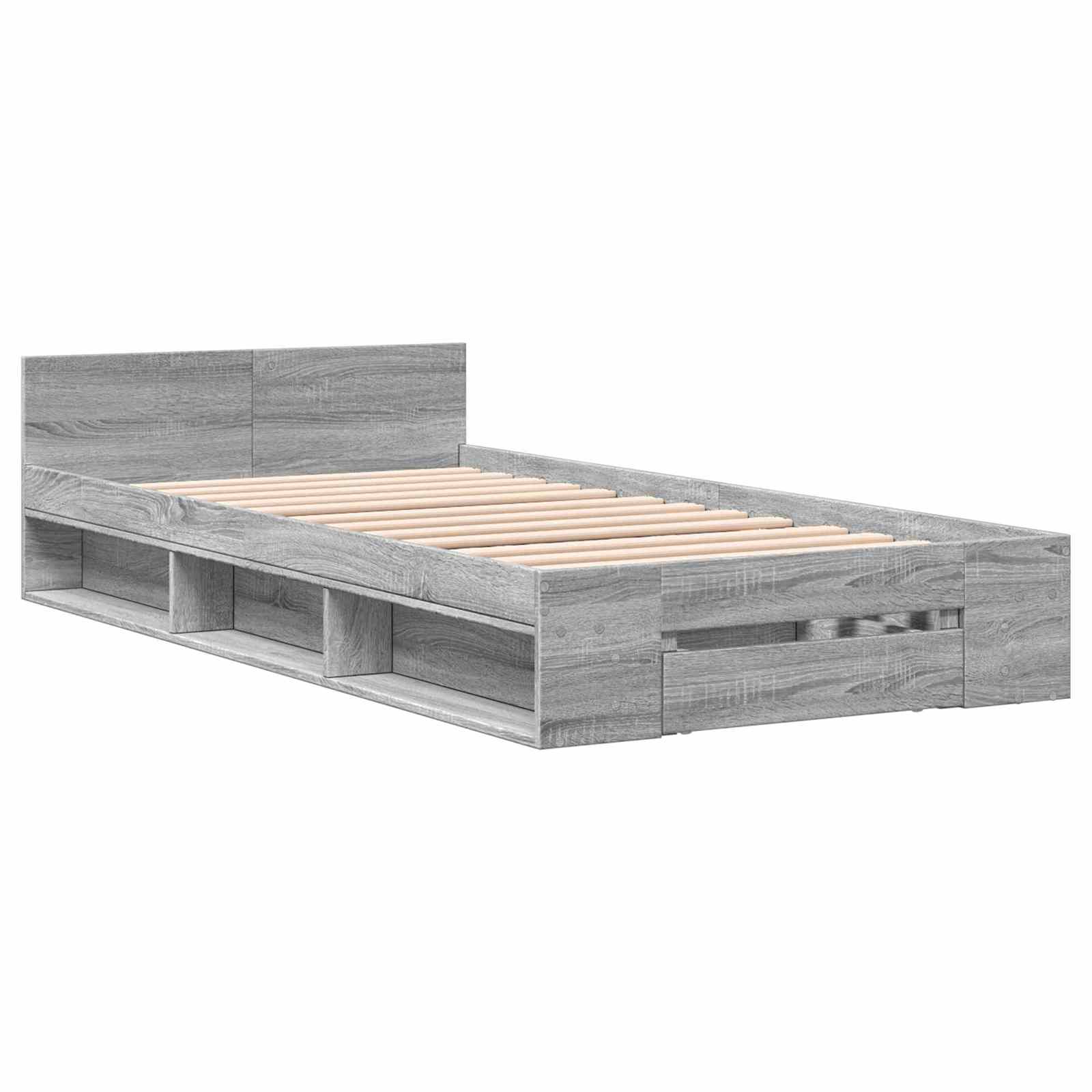 Telaio del letto con storage Sonoma grigio 80 x 200 cm | homemem39
