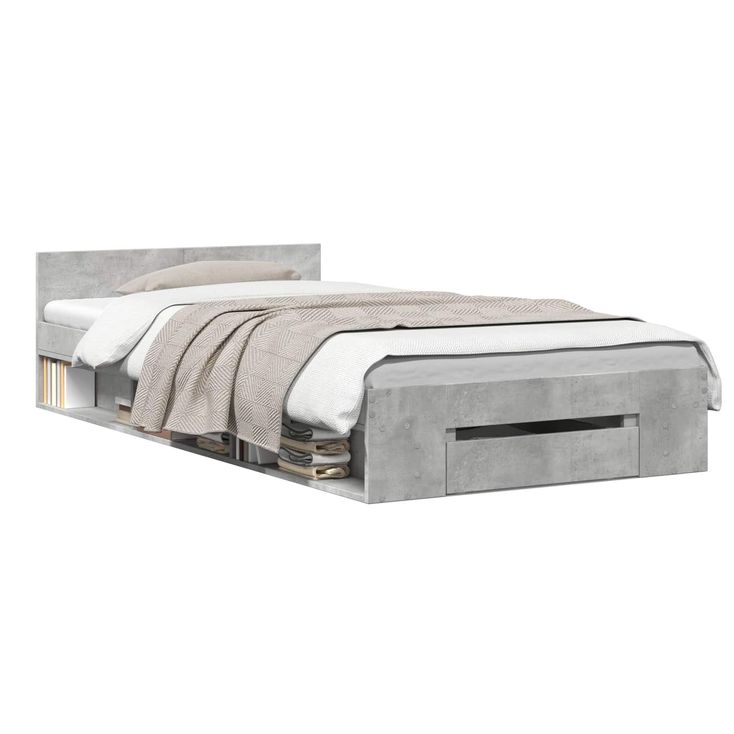 Telaio del letto con storage Grigio Cemento 80 x 200 cm | homemem39