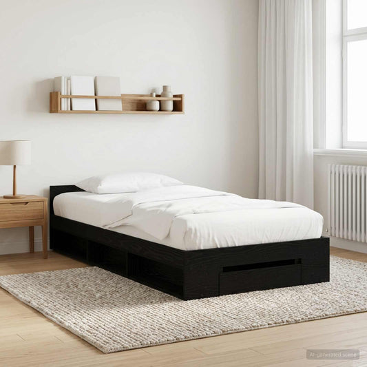 Telaio del letto con storage Rovere Nero 80 x 200 cm - homemem39
