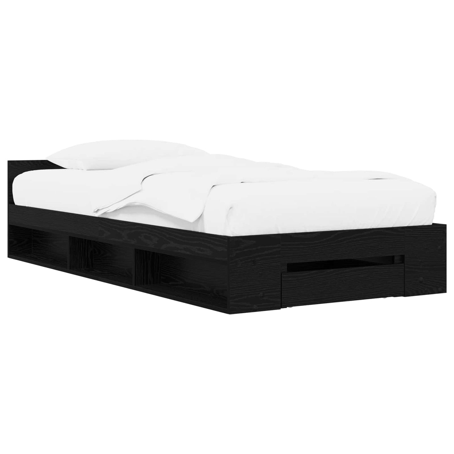 Telaio del letto con storage Rovere Nero 80 x 200 cm | homemem39