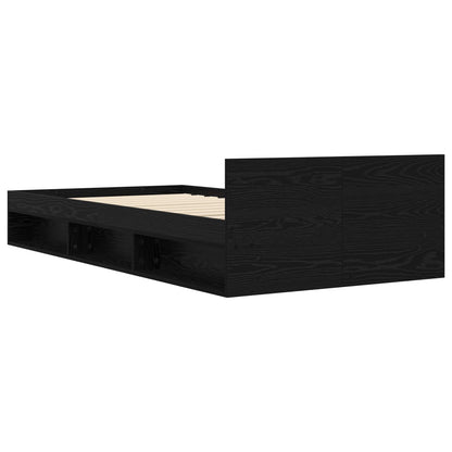 Telaio del letto con storage Rovere Nero 80 x 200 cm | homemem39