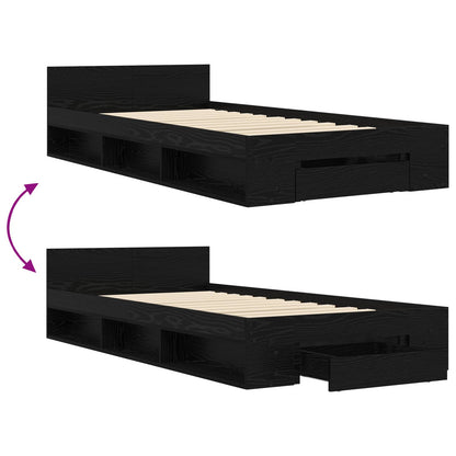 Telaio del letto con storage Rovere Nero 80 x 200 cm | homemem39