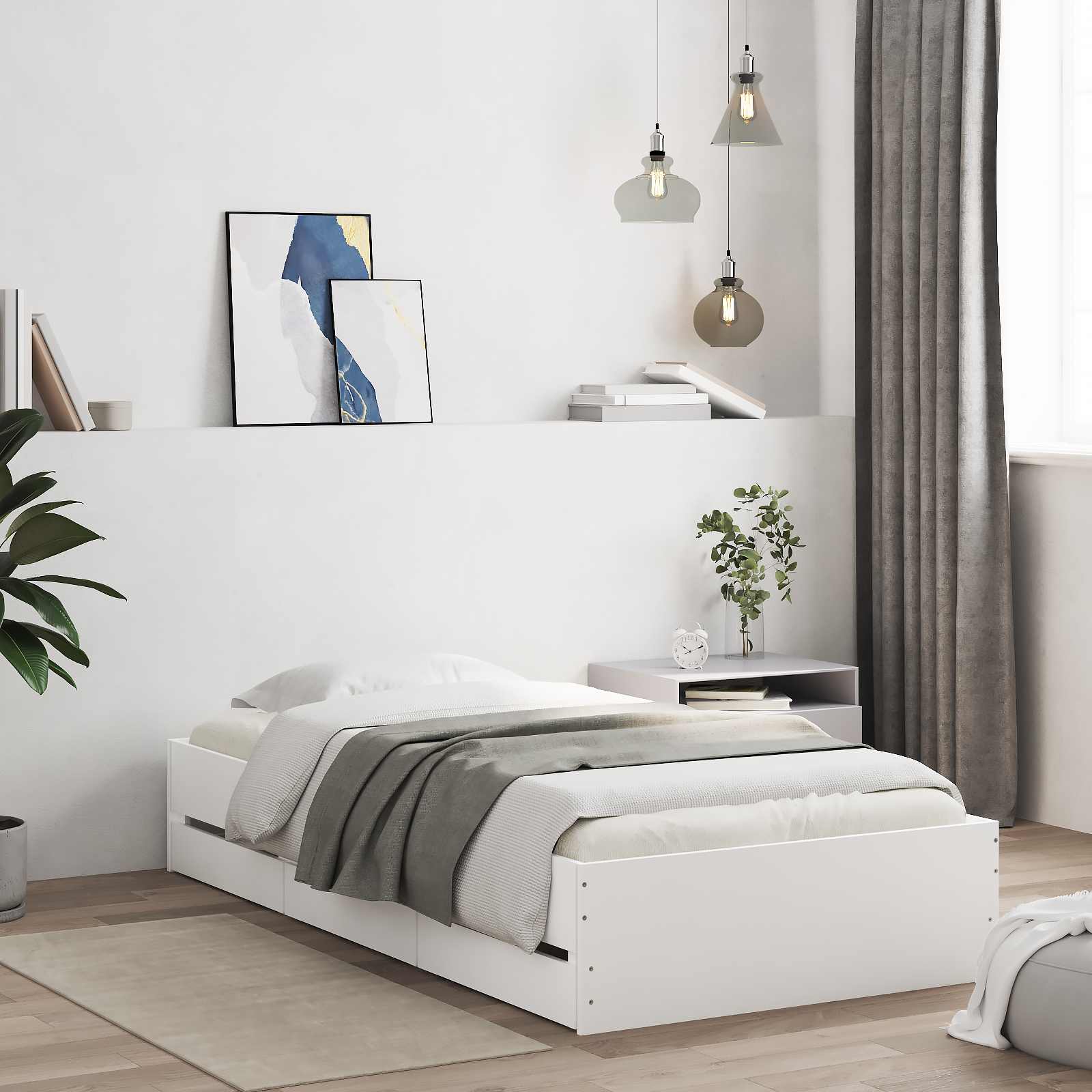 Telaio del letto con storage con cassetto Bianco 80 x 200 cm | homemem39