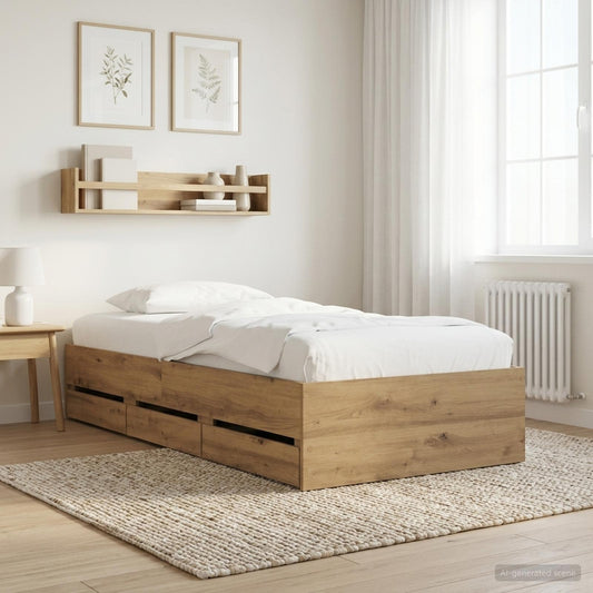 Telaio del letto con storage con cassetto Rovere Artigianale - homemem39