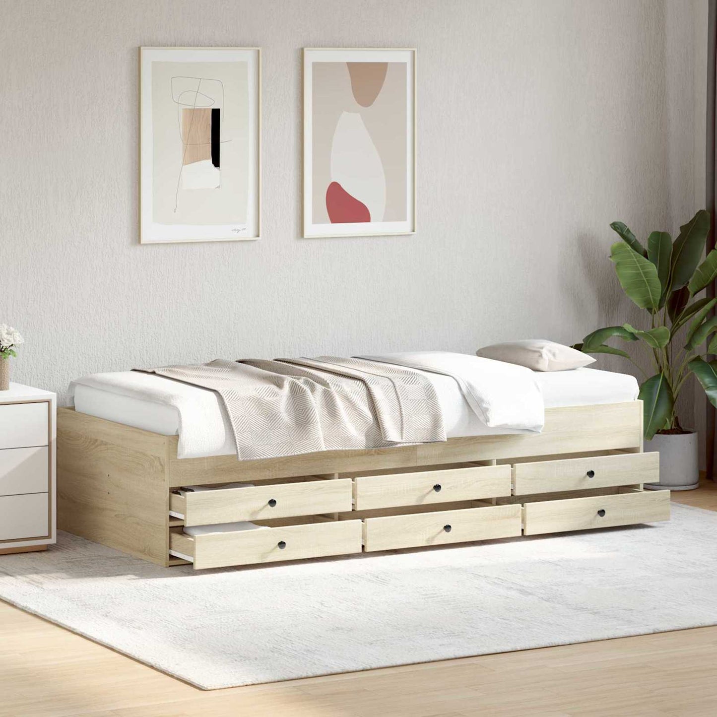 Telaio del letto con storage Rovere Sonoma 80 x 200 cm