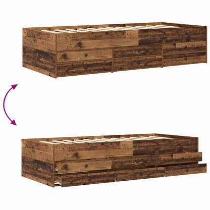 Telaio del letto con storage Legno antico 80 x 200 cm | homemem39