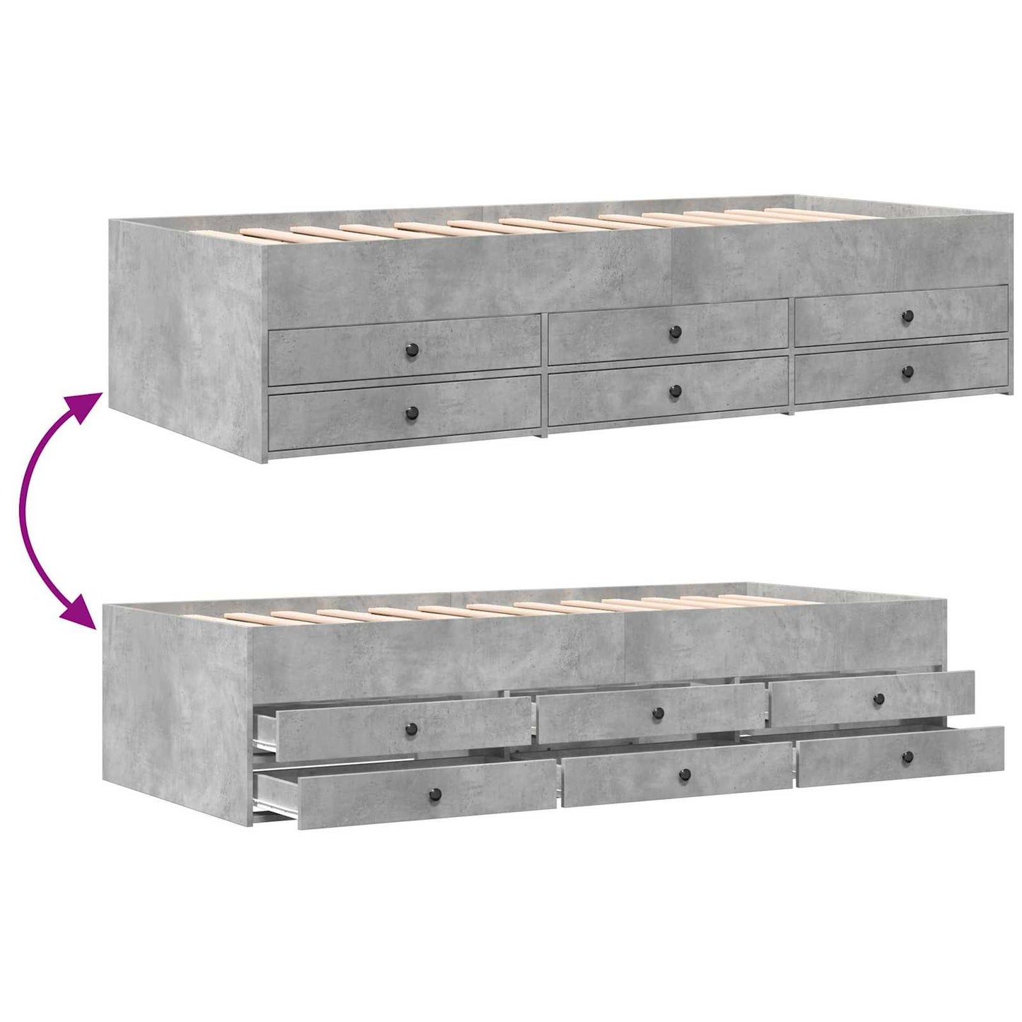 Telaio del letto con storage Grigio Cemento 80 x 200 cm | homemem39