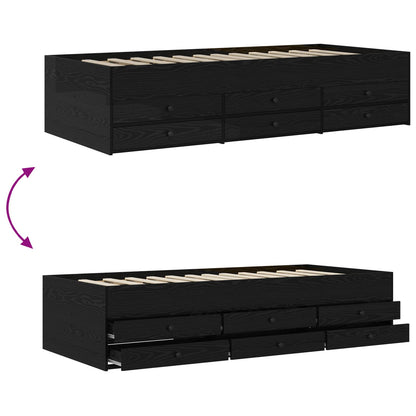 Telaio del letto con storage Rovere Nero 80 x 200 cm | homemem39
