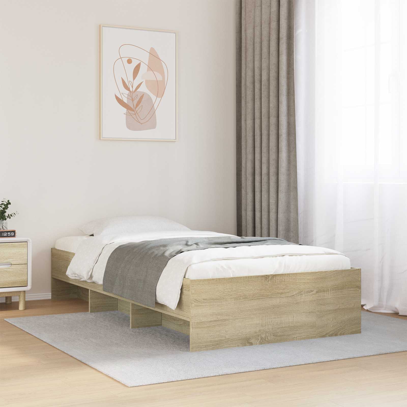 Struttura del letto con lo scaffale Rovere Sonoma 80 x 200 cm | homemem39