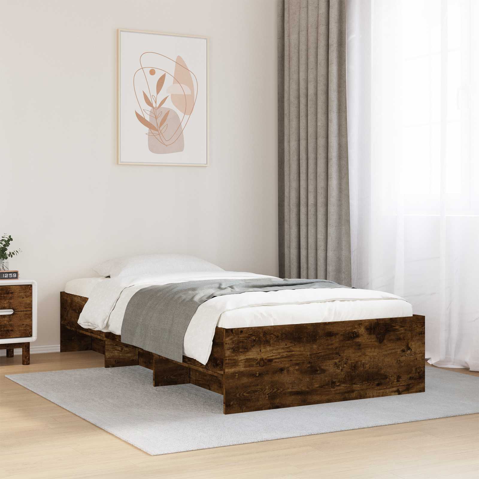 Struttura del letto con lo scaffale Rovere Fumo 80 x 200 cm | homemem39