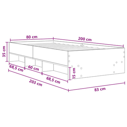 Struttura del letto con lo scaffale Rovere Fumo 80 x 200 cm | homemem39