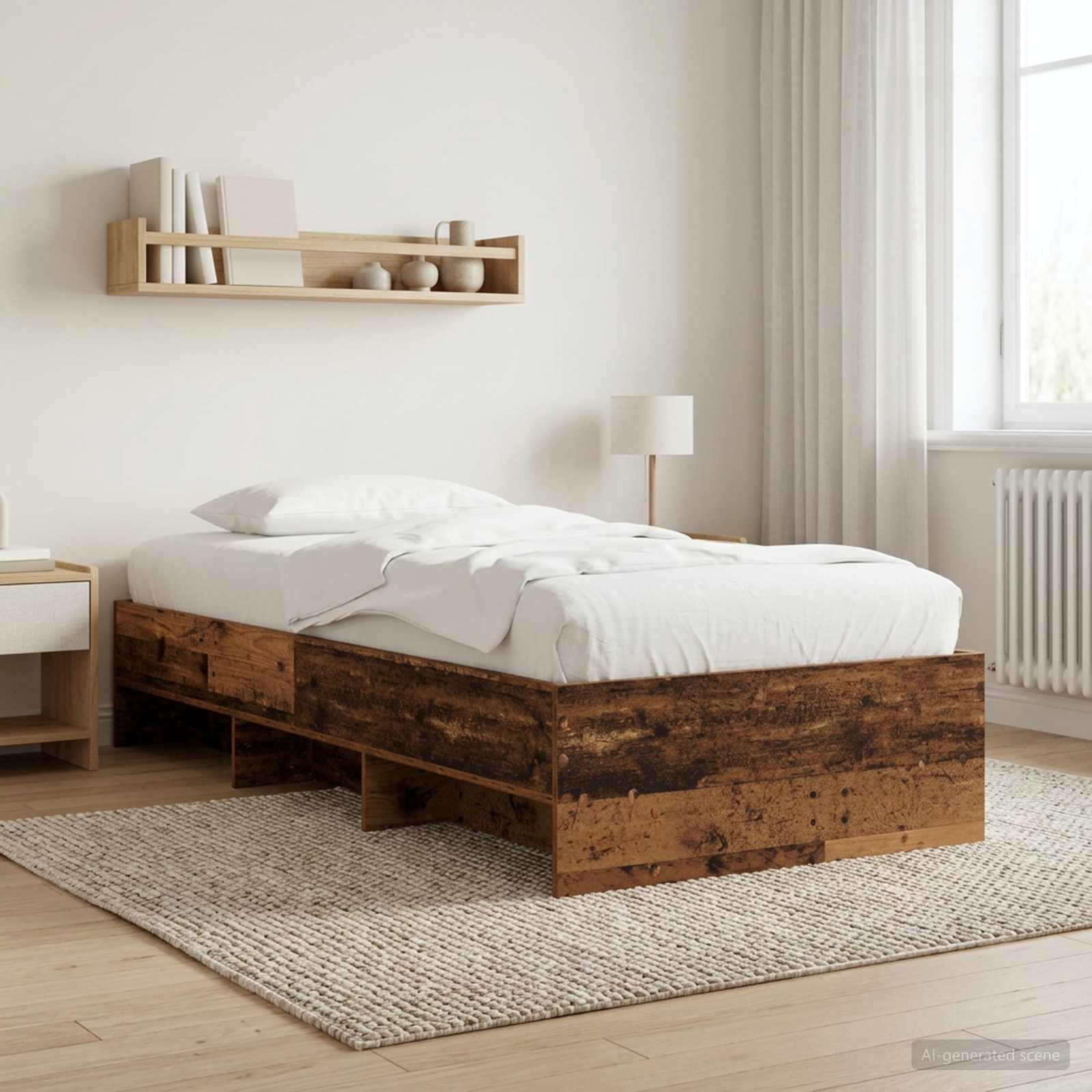 Struttura del letto con lo scaffale Legno antico 80 x 200 cm | homemem39