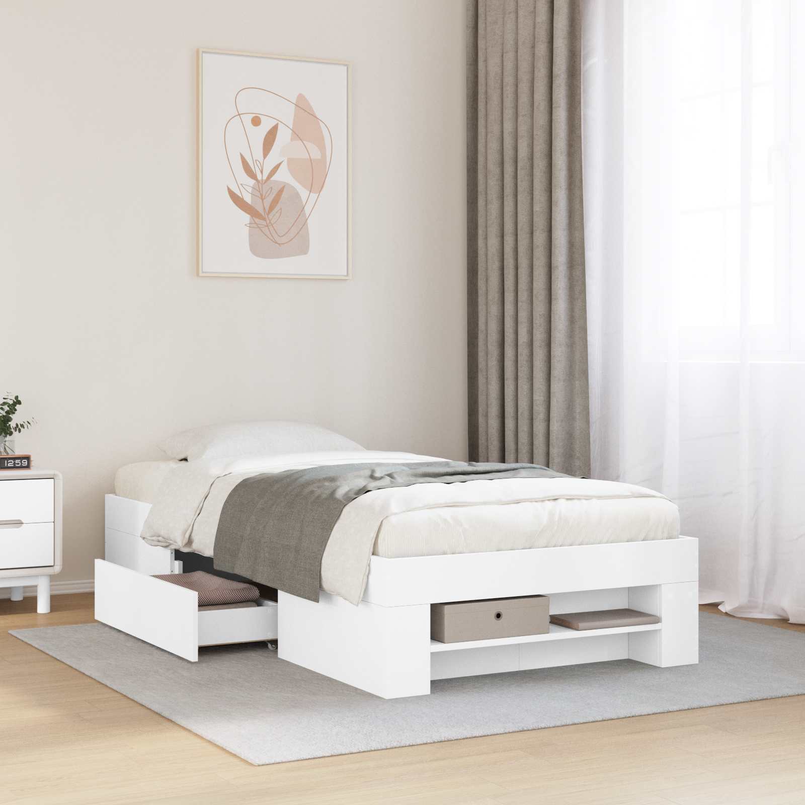 Telaio del letto con storage con cassetto Bianco 80 x 200 cm | homemem39