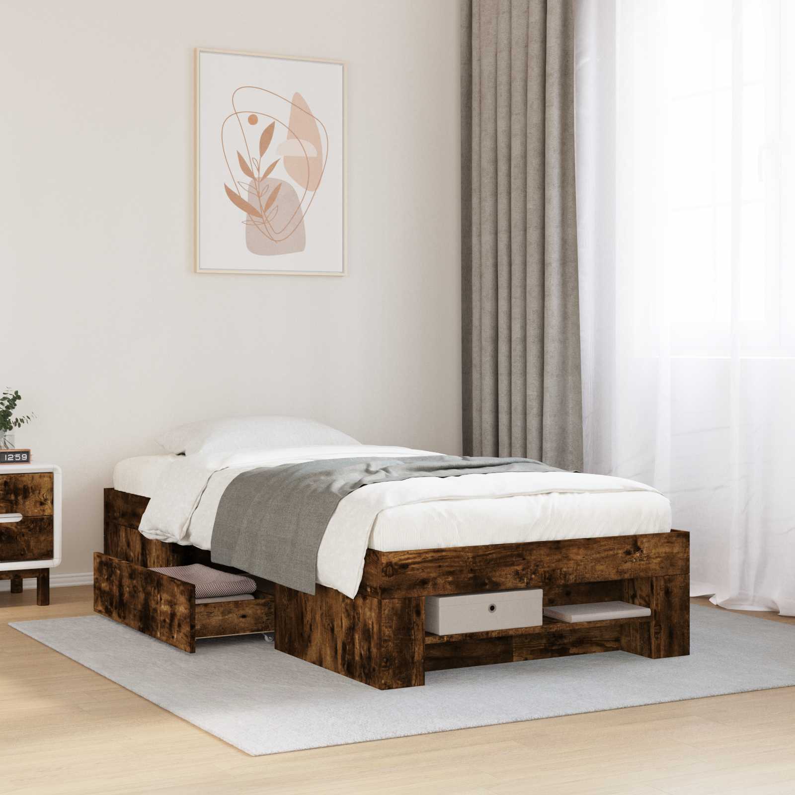 Telaio del letto con storage Rovere Fumo 80 x 200 cm | homemem39