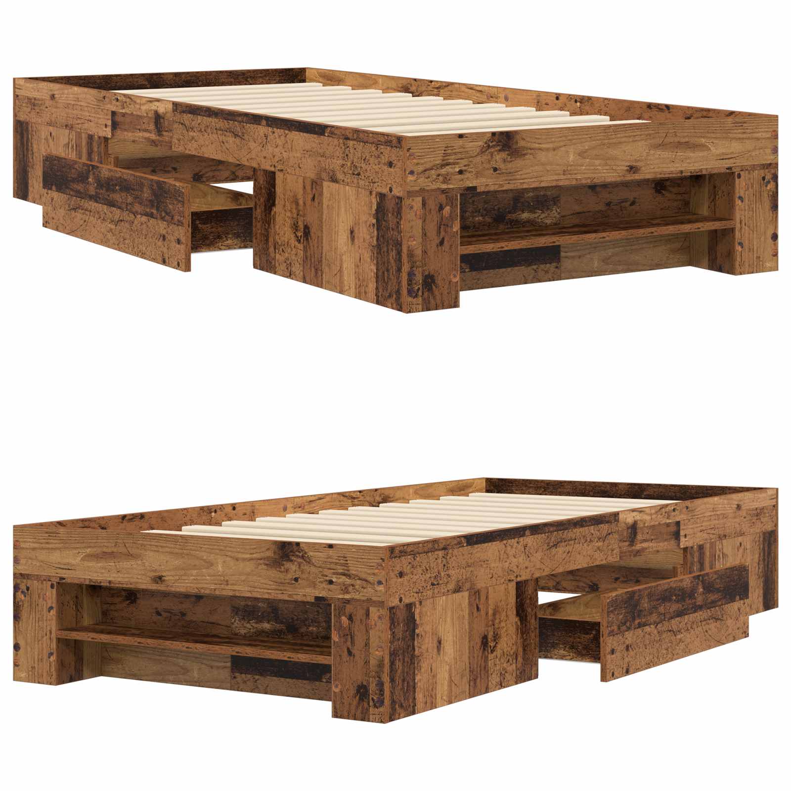 Telaio del letto con storage Legno antico 80 x 200 cm | homemem39