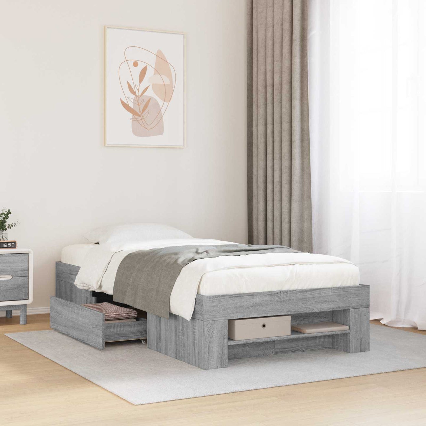 Telaio del letto con storage Sonoma grigio 80 x 200 cm | homemem39