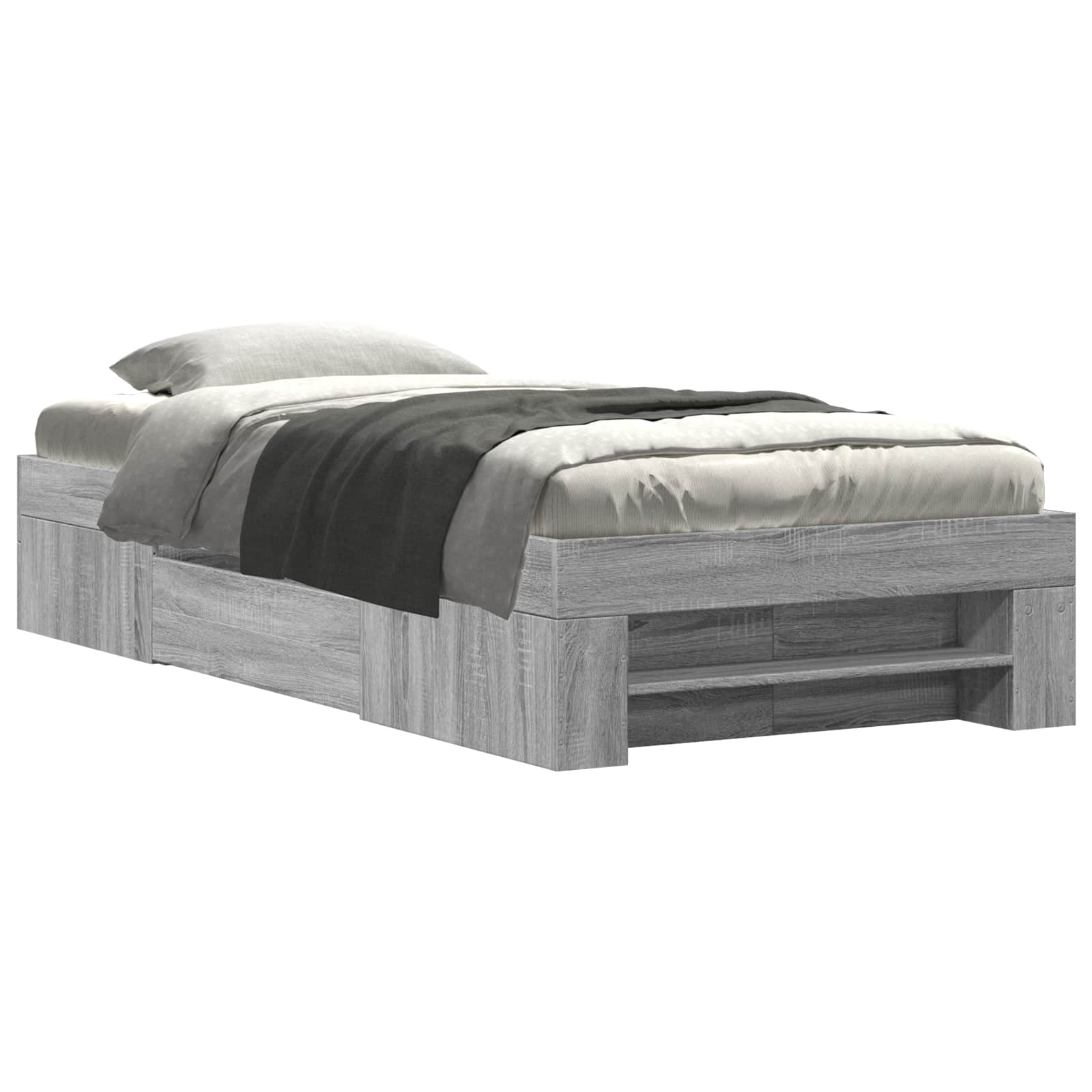 Telaio del letto con storage Sonoma grigio 80 x 200 cm | homemem39