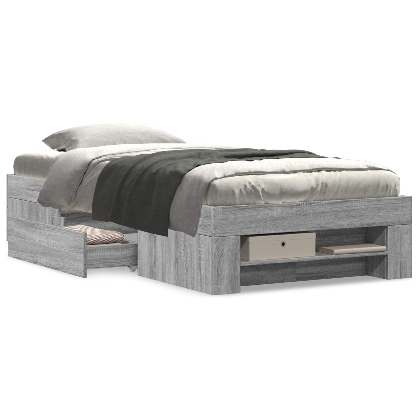 Telaio del letto con storage Sonoma grigio 80 x 200 cm | homemem39