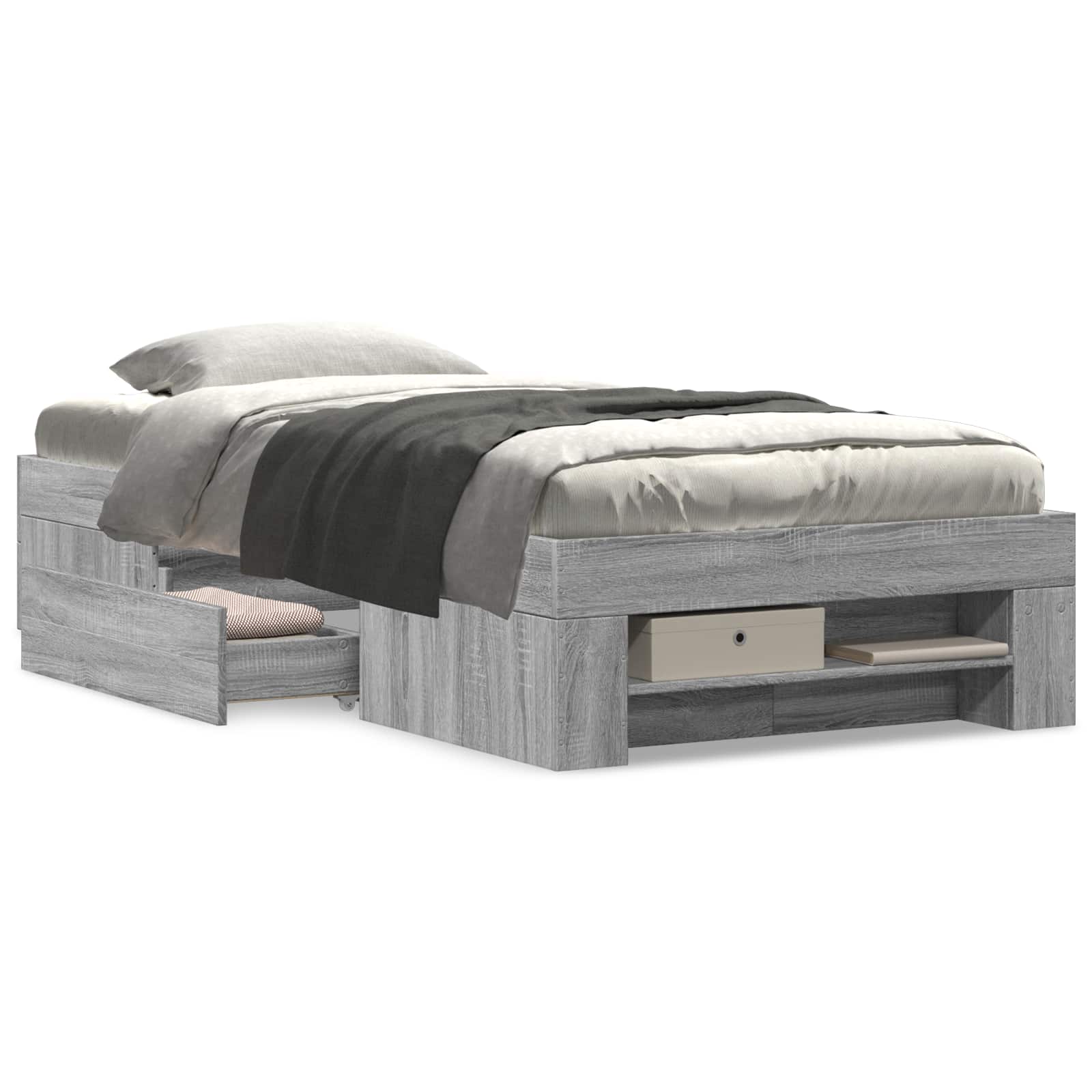 Telaio del letto con storage Sonoma grigio 80 x 200 cm | homemem39