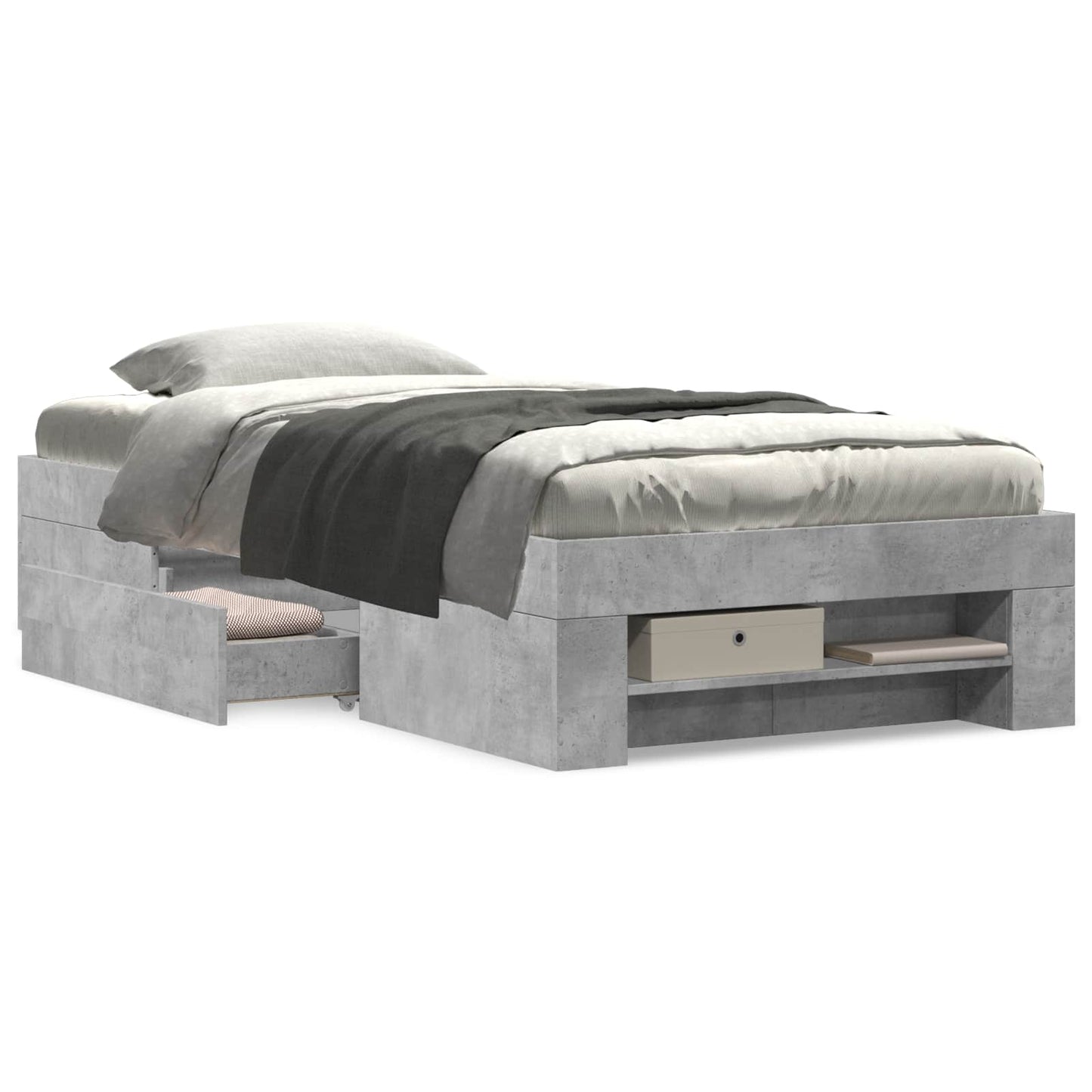 Telaio del letto con storage Grigio Cemento 80 x 200 cm | homemem39