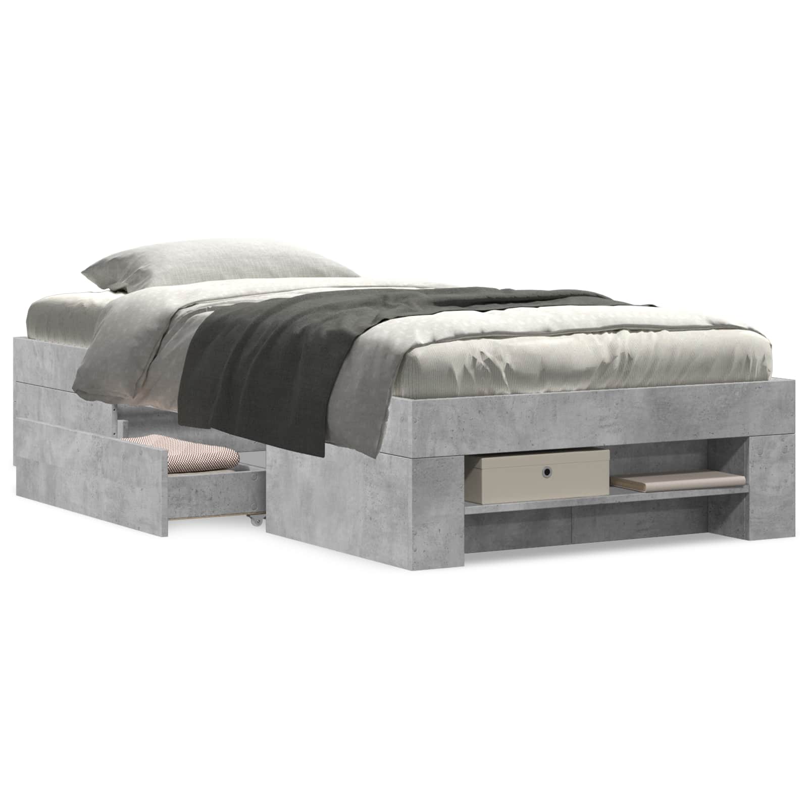 Telaio del letto con storage Grigio Cemento 80 x 200 cm | homemem39