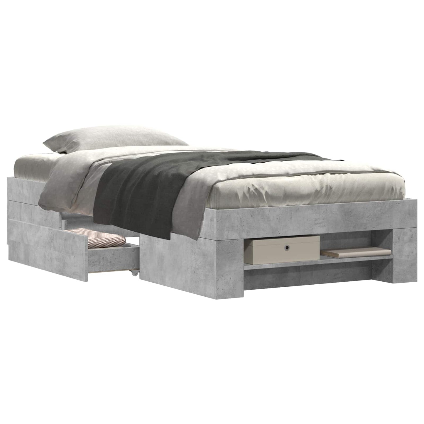 Telaio del letto con storage Grigio Cemento 80 x 200 cm | homemem39