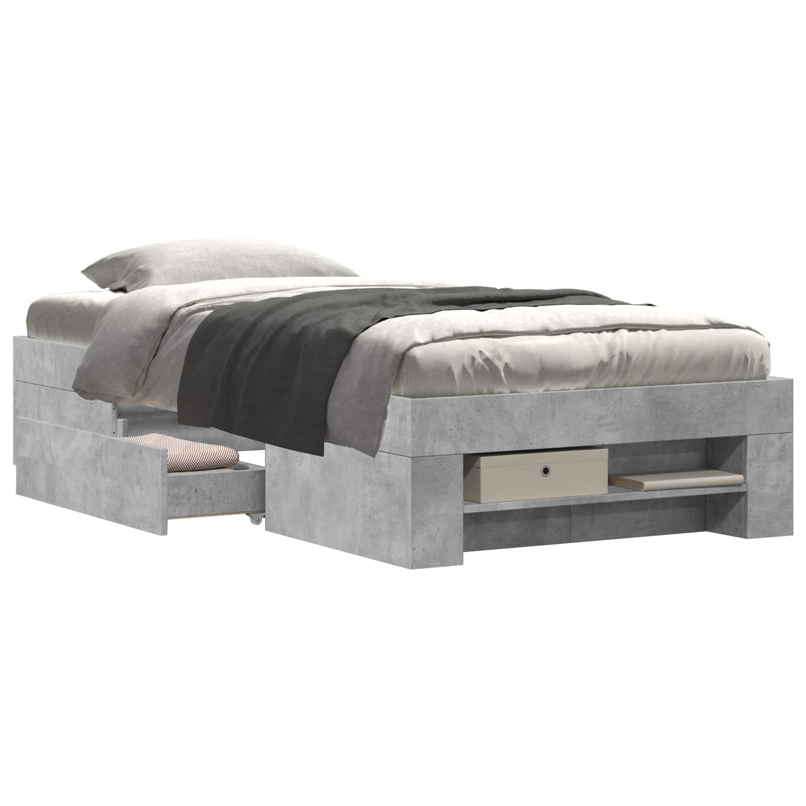 Telaio del letto con storage Grigio Cemento 80 x 200 cm | homemem39