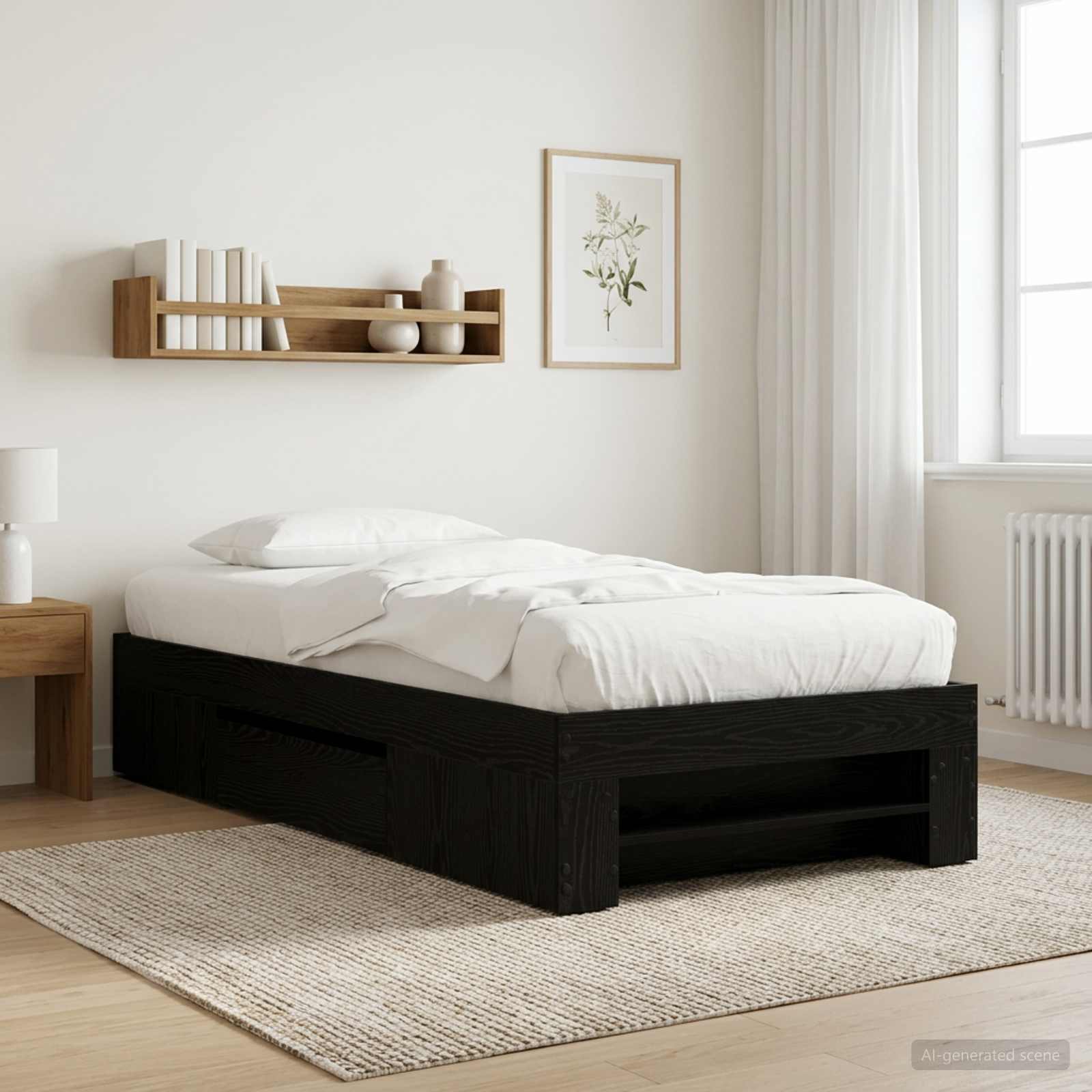 Telaio del letto con storage Rovere Nero 80 x 200 cm | homemem39