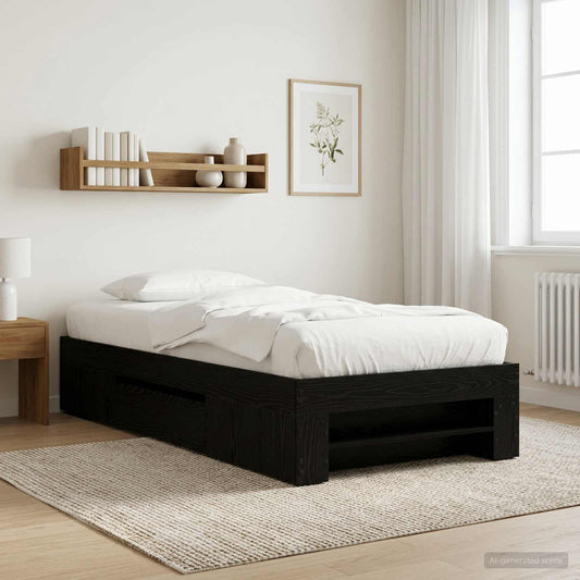 Telaio del letto con storage Rovere Nero 80 x 200 cm | homemem39