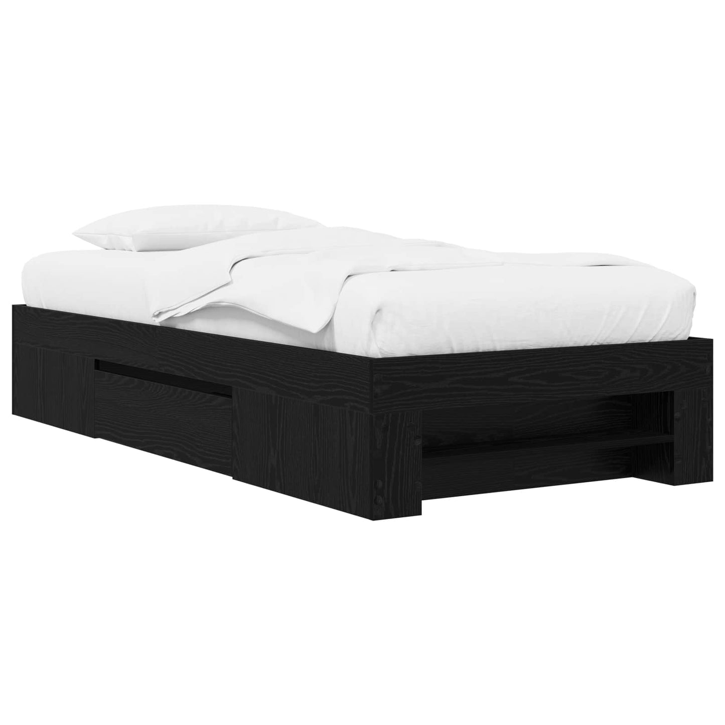 Telaio del letto con storage Rovere Nero 80 x 200 cm | homemem39