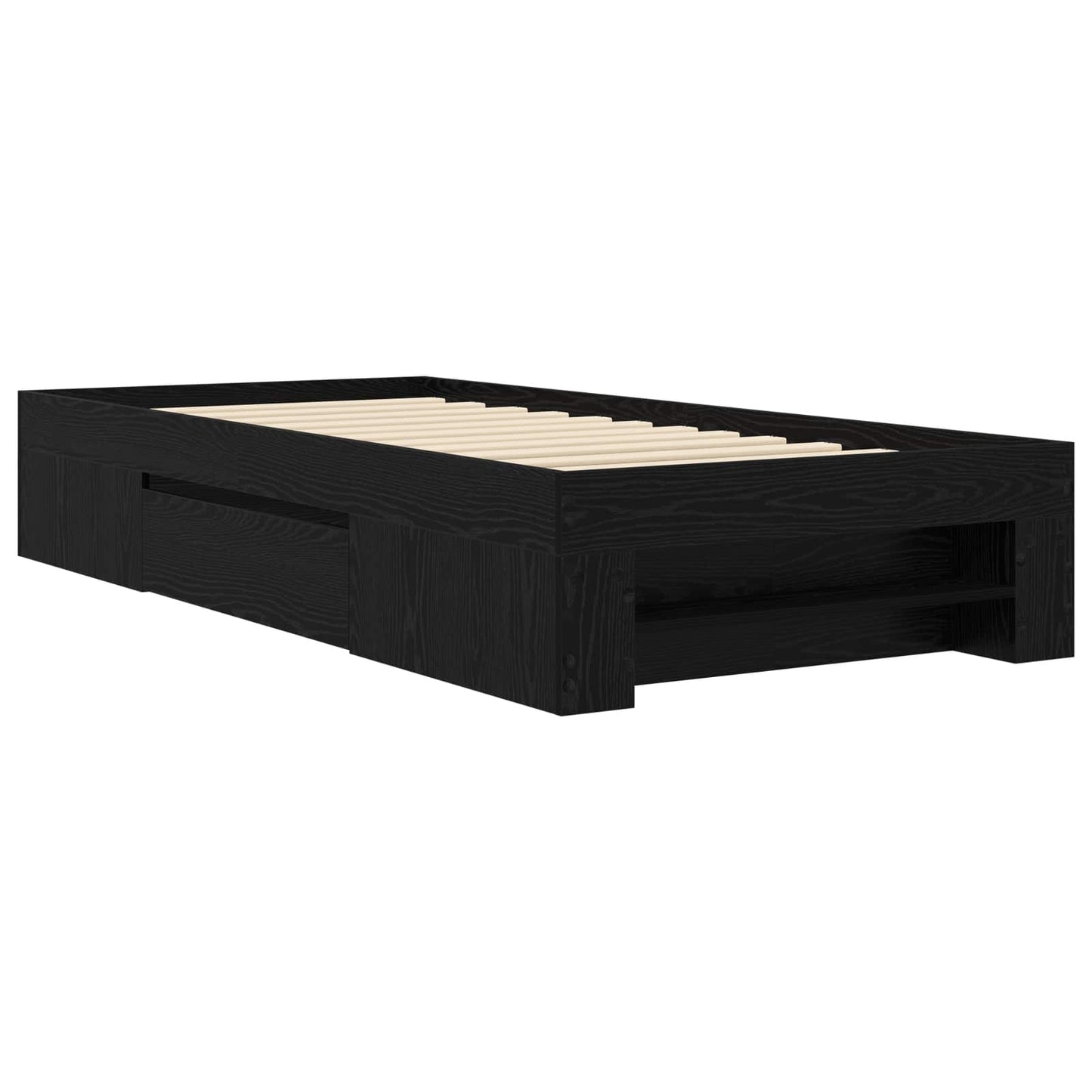 Telaio del letto con storage Rovere Nero 80 x 200 cm | homemem39