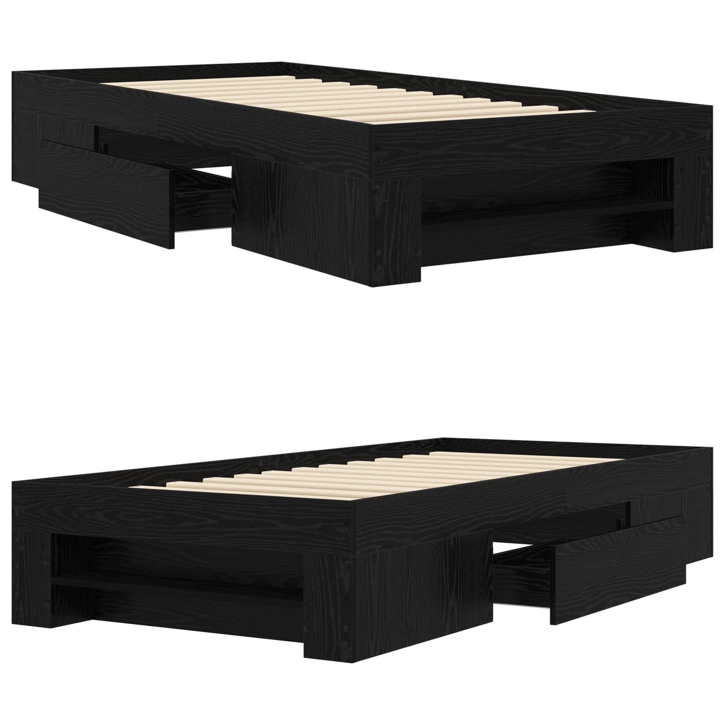 Telaio del letto con storage Rovere Nero 80 x 200 cm | homemem39