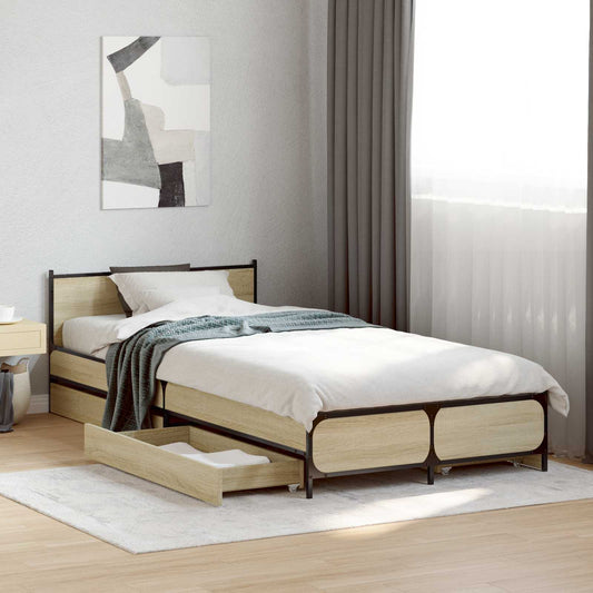 Struttura letto con testata con ruota Rovere Sonoma 80 x 200 cm | homemem39
