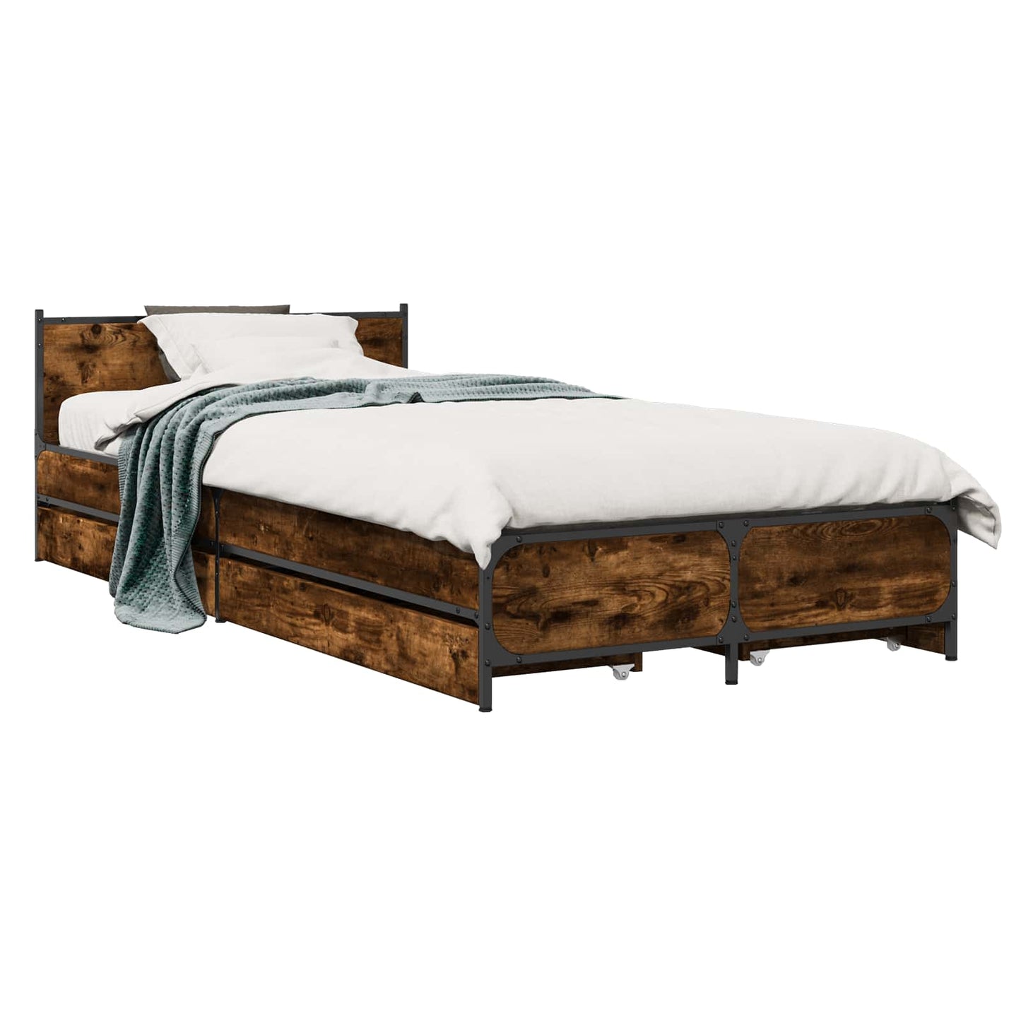 Struttura letto con testata con ruota Rovere Fumo 80 x 200 cm | homemem39