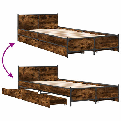 Struttura letto con testata con ruota Rovere Fumo 80 x 200 cm | homemem39