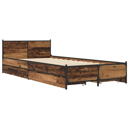 Struttura letto con testata con ruota Legno antico 80 x 200 cm | homemem39