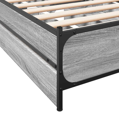 Struttura letto con testata con ruota Sonoma grigio 80 x 200 cm | homemem39