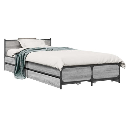Struttura letto con testata con ruota Sonoma grigio 80 x 200 cm | homemem39